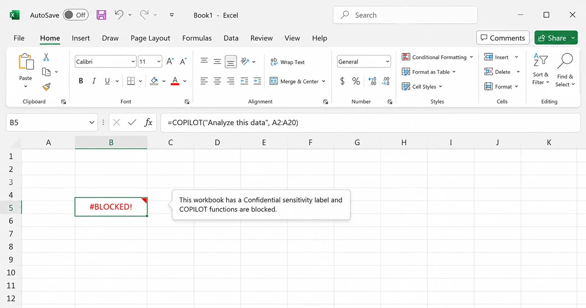 Screenshot of #BLOCKED! or #VALUE! error in an Excel cell