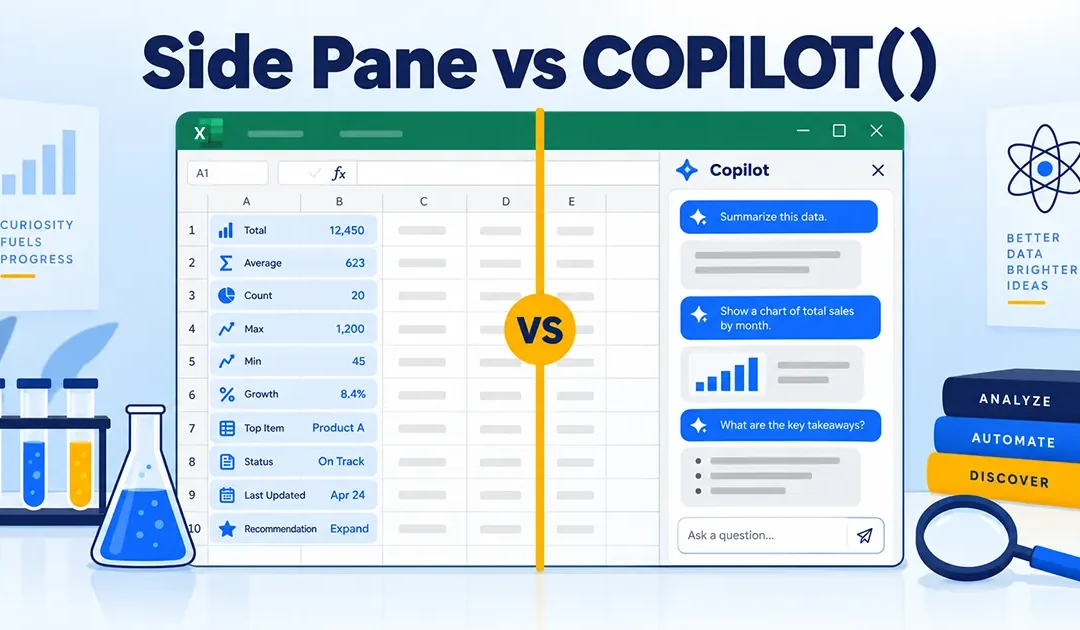 Copilot Side Pane vs =COPILOT() Function: What You Can and Can’t Replace
